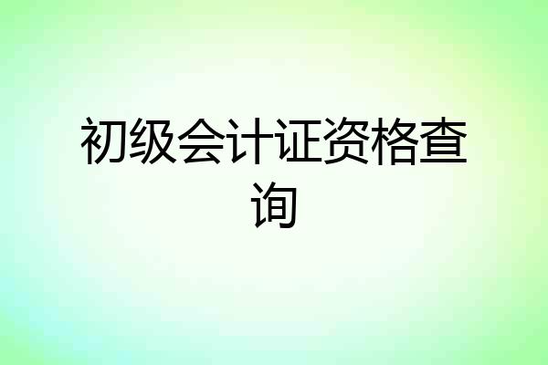 初级会计证资格查询
