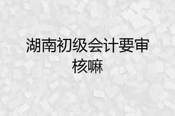 湖南初级会计要审核嘛