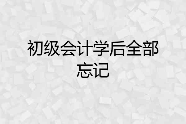 初级会计学后全部忘记