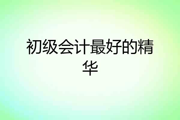 初级会计最好的精华