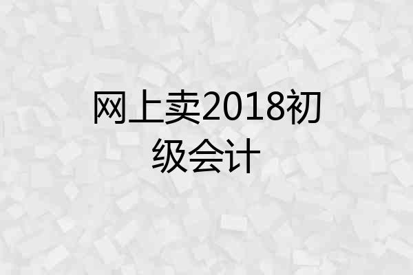 网上卖2018初级会计