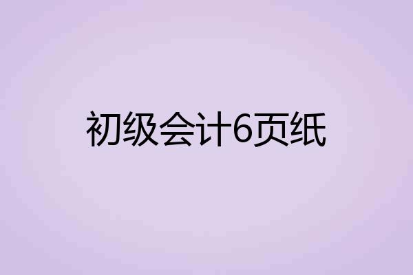 初级会计6页纸