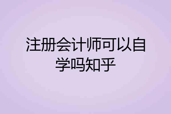 注册会计师可以自学吗知乎