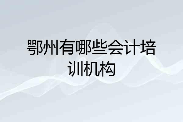 鄂州有哪些会计培训机构