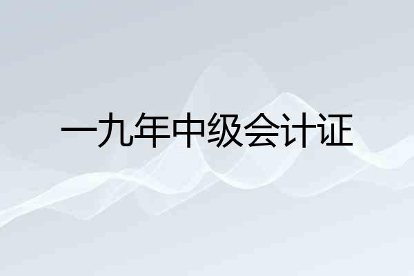 一九年中级会计证