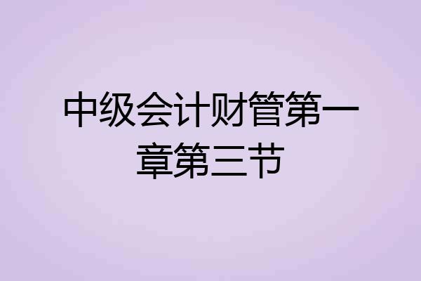 中级会计财管第一章第三节