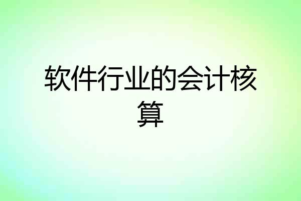 软件行业的会计核算