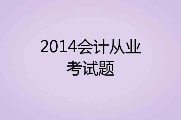 2014会计从业考试题