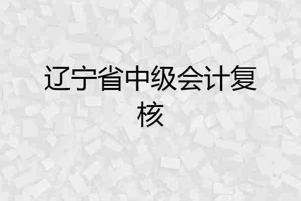 辽宁省中级会计复核