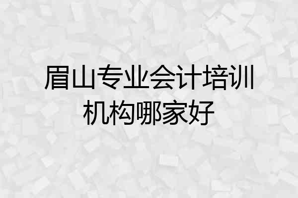 眉山专业会计培训机构哪家好