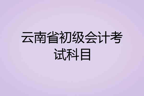 云南省初级会计考试科目