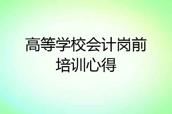 高等学校会计岗前培训心得