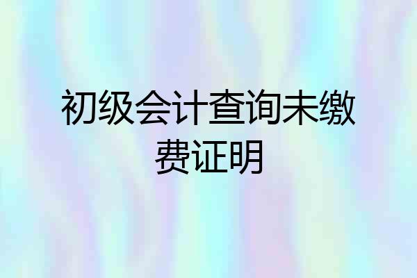 初级会计查询未缴费证明