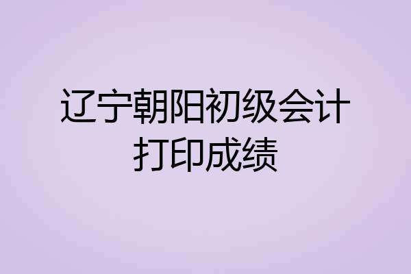 辽宁朝阳初级会计打印成绩