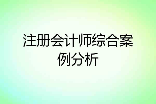 注册会计师综合案例分析