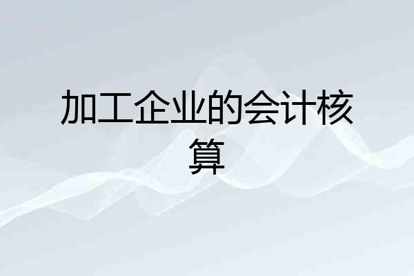 加工企业的会计核算