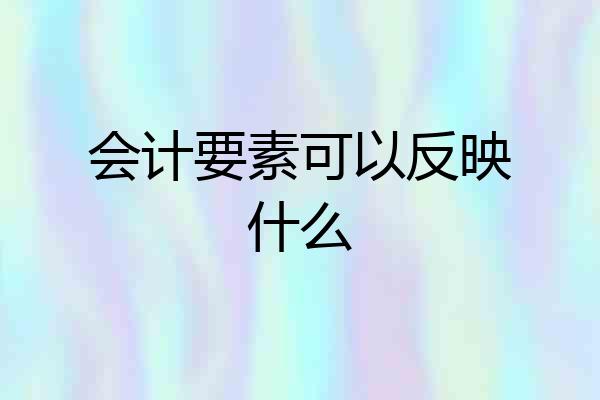 会计要素可以反映什么