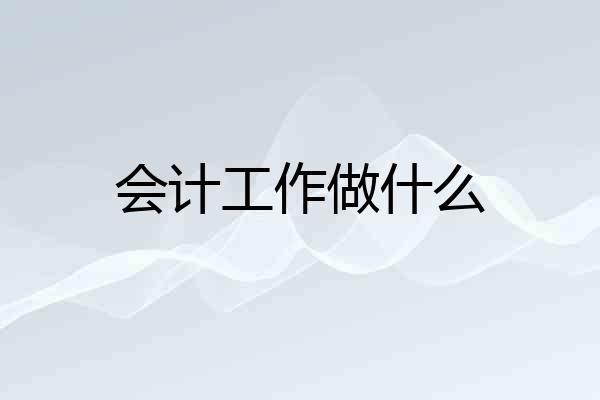 会计工作做什么