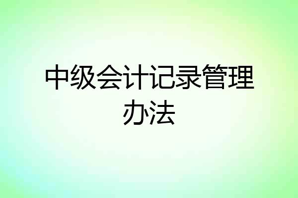 中级会计记录管理办法