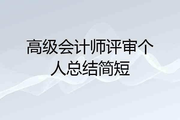 高级会计师评审个人总结简短