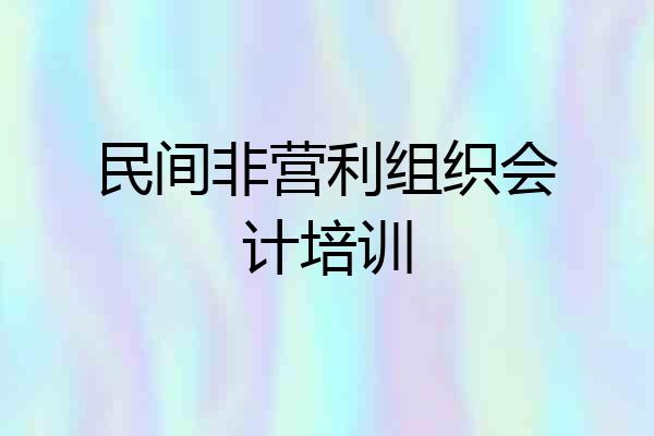 民间非营利组织会计培训