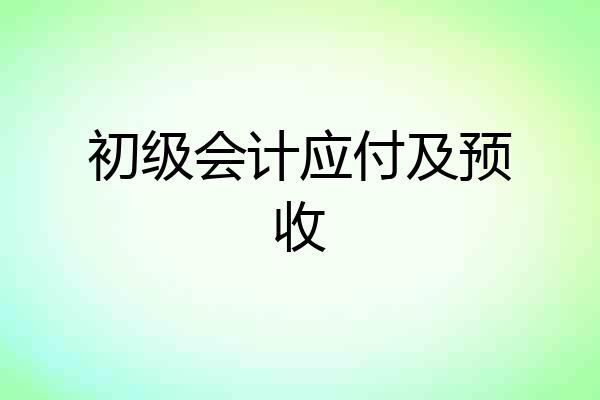 初级会计应付及预收