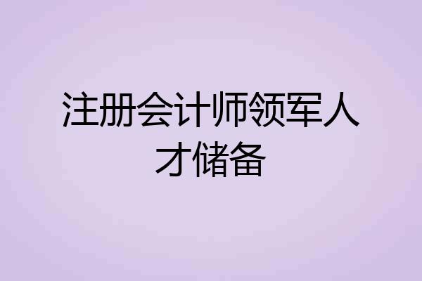 注册会计师领军人才储备