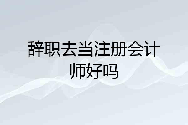 辞职去当注册会计师好吗