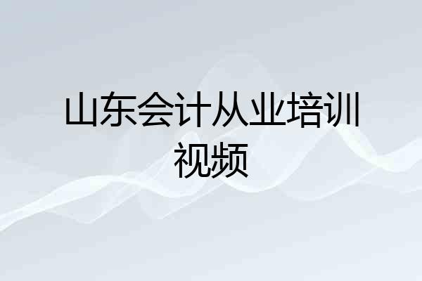 山东会计从业培训视频