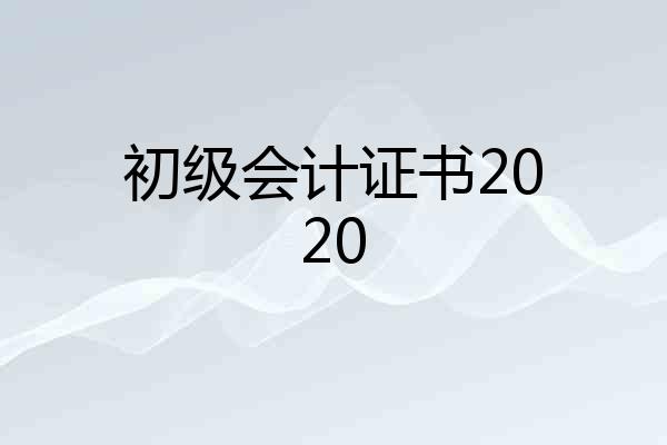 初级会计证书2020