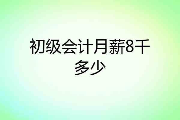 初级会计月薪8千多少