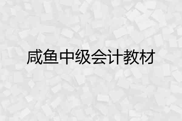 咸鱼中级会计教材