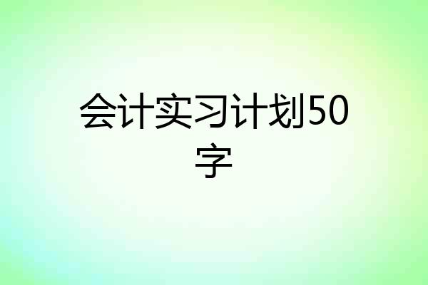 会计实习计划50字