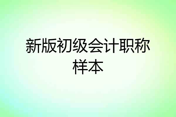 新版初级会计职称样本