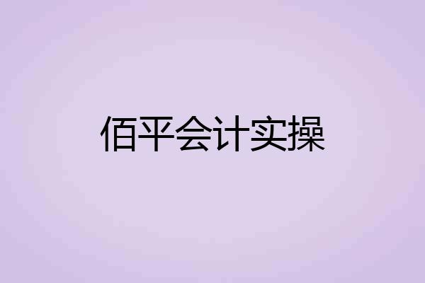 佰平会计实操