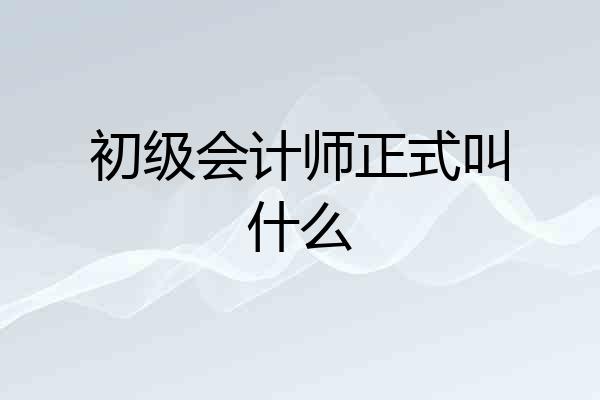 初级会计师正式叫什么