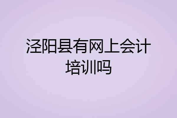泾阳县有网上会计培训吗