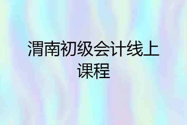 渭南初级会计线上课程