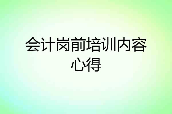 会计岗前培训内容心得