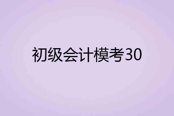 初级会计模考30