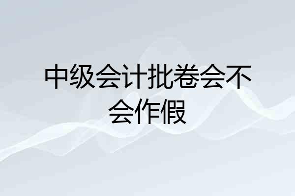 中级会计批卷会不会作假