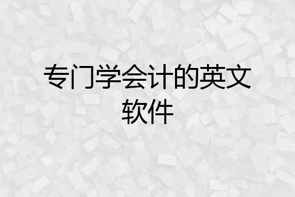 专门学会计的英文软件