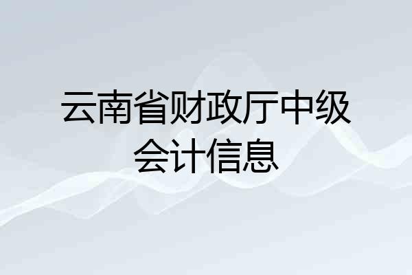云南省财政厅中级会计信息