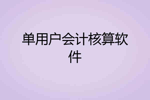 单用户会计核算软件
