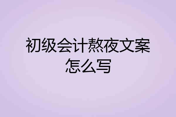 初级会计熬夜文案怎么写