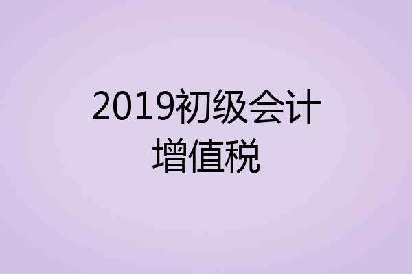 2019初级会计增值税