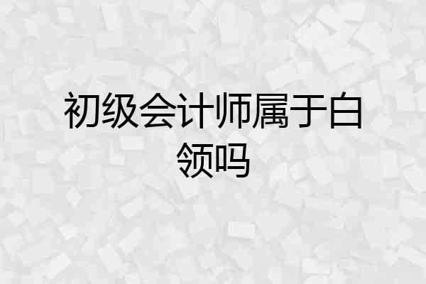 初级会计师属于白领吗