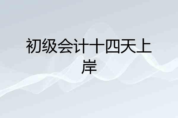 初级会计十四天上岸