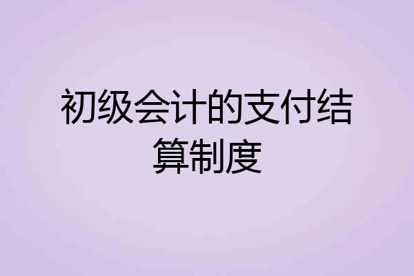 初级会计的支付结算制度