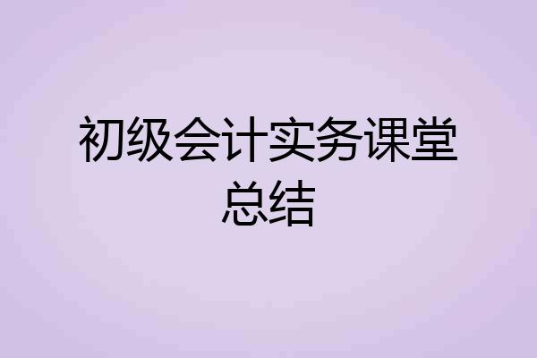 初级会计实务课堂总结